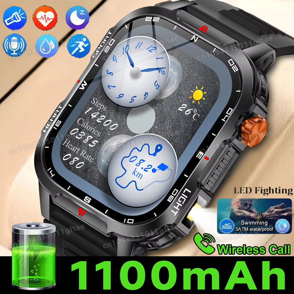 Smartwatch Custom - Wojskowy smartwatch outdoorowy dla mężczyzn z