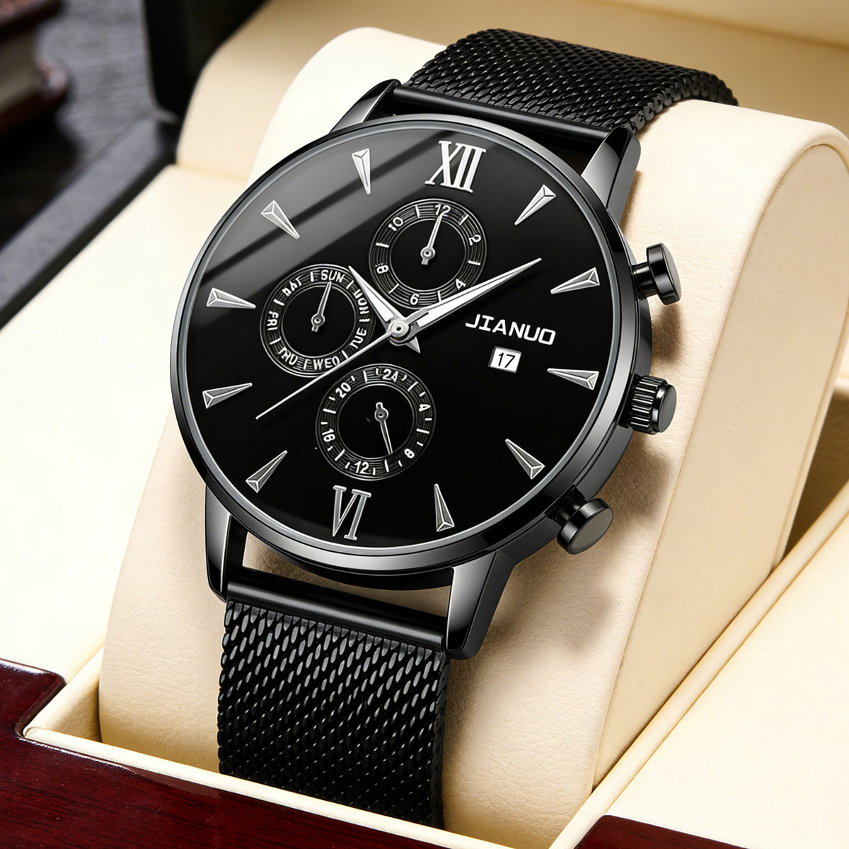 Modny męski zegarek kwarcowy z – Stainless Mesh Band recenzja i cena