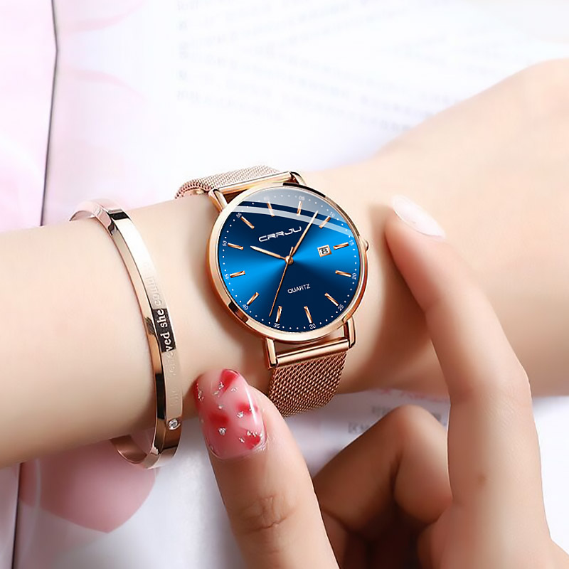 CRRJU – damski zegarek, modny, – Stainless Mesh Band recenzja i cena
